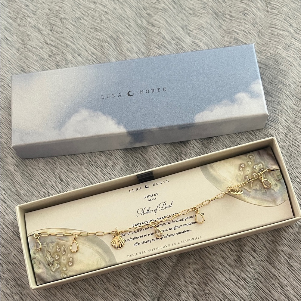 Luna Norte Gold Mother of Pearl Charm Anklet